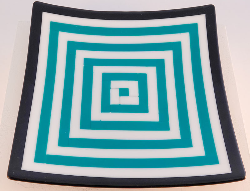 Turquoise, White and Black serving platter-2